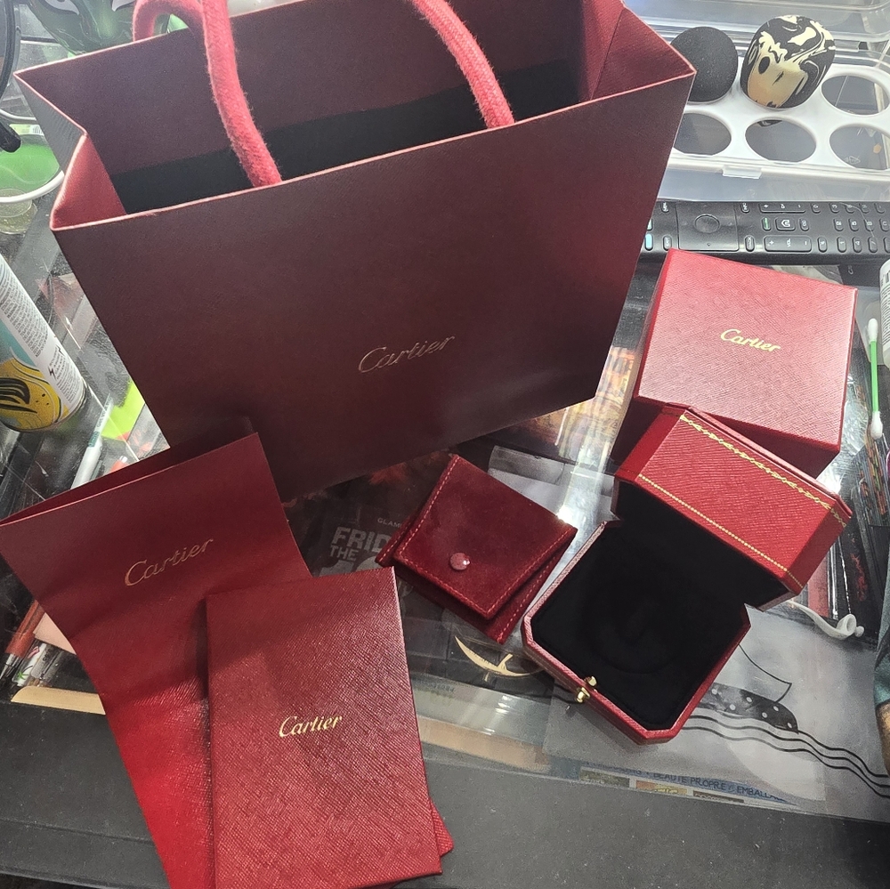 Cartier ring box velvet case and bag